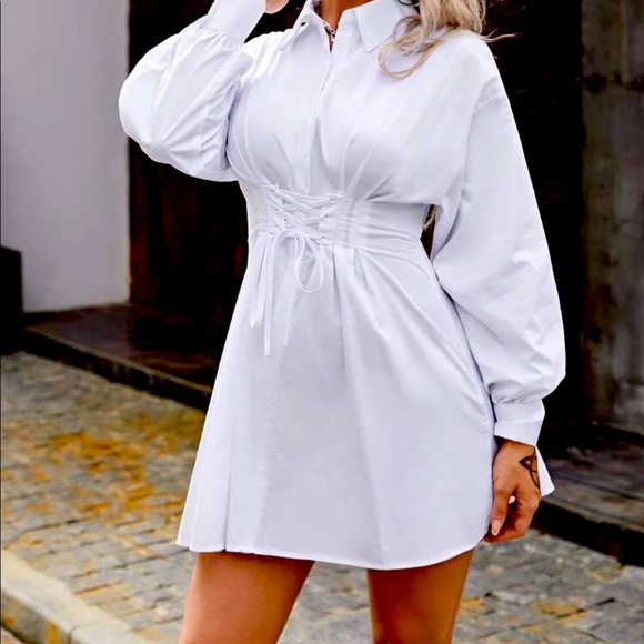 SHEIN | Dresses | White Tshirt Drawstring Dress | Poshmark